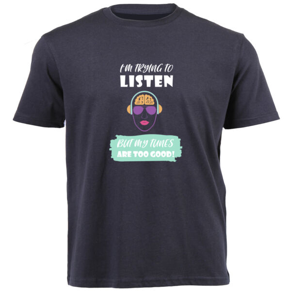 "I'm trying to listen" - Adult Unisex Dark Tee - By Savannah Pillay Thumbnail