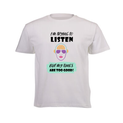 "I'm trying to listen" - Kids Short Sleeve White Tee - By Savannah Pillay Thumbnail