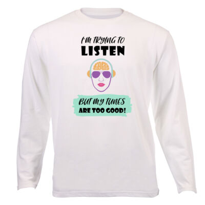 "I'm trying to listen" - Kids Long Sleeve White Tee - By Savannah Pillay Thumbnail